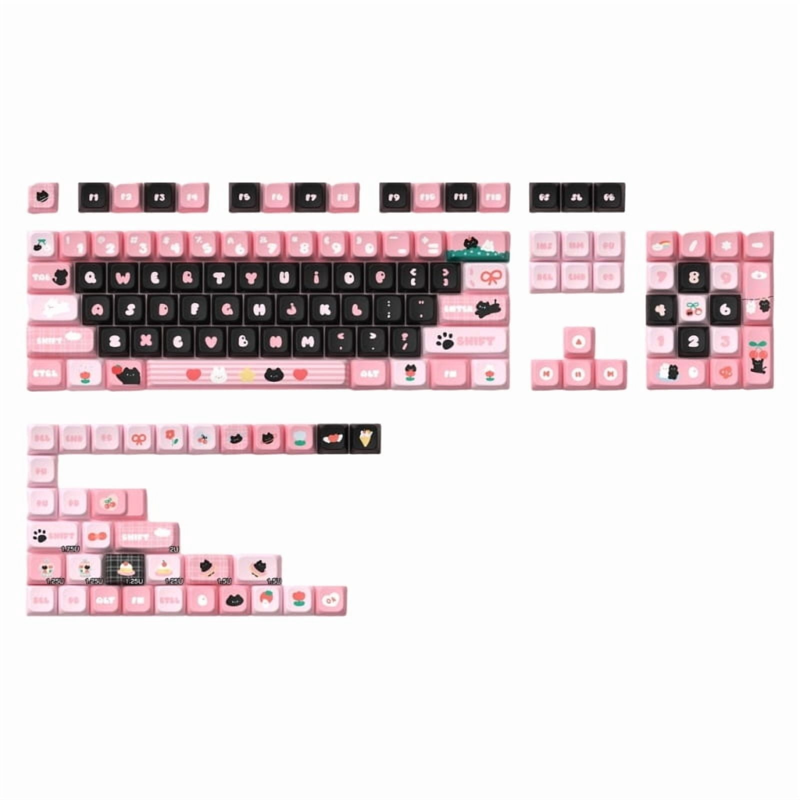 Black Cats Keycaps 138/158 Key MDA Profile PBT Keycaps Sublimation Cute ...