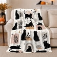 thumbnail image 1 of Black Cats Moons Whimsical, Playful Pet Portrait Pattern, Warm Flannel Blanket for Living Room and Reading Nook, Cat Lovers Friendship Gift, Pet Lover Home Decor, 1 of 9
