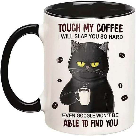 Black Cats Mug, Coffee Spelled Backwards Is Eeffoc Mug, Cat Lovers Coffee Mug 11oz, Funny Cat Novelty Gifts for Women Men Dad Mom Boy Girl, Ceramic Tea Cup for Coffee, Tea and Hot Drinks