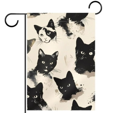 Black Cats Pattern Decorative Garden Flag for All Seasons, 12 x 18 Inch Small Vertical Double Sided Outside Decoration for Yard Farmhouse
