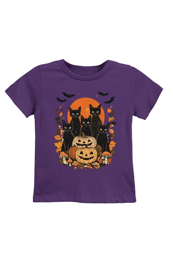 Black Cats Pumpkin Vintage - Toddler Short Sleeve Graphic T-Shirt and Youth Short Sleeve Graphic T-Shirt