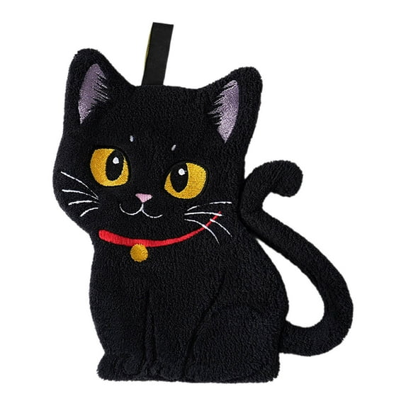 Black Cats Shaped Hanging Towel, 6.6"x9.6" Soft and Absorbent Hand Towels for Bathrooms and Kitchens