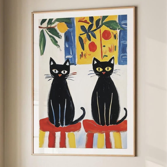 Black Cats Wall Art Print, Inspired Animal Decor - Walmart.com