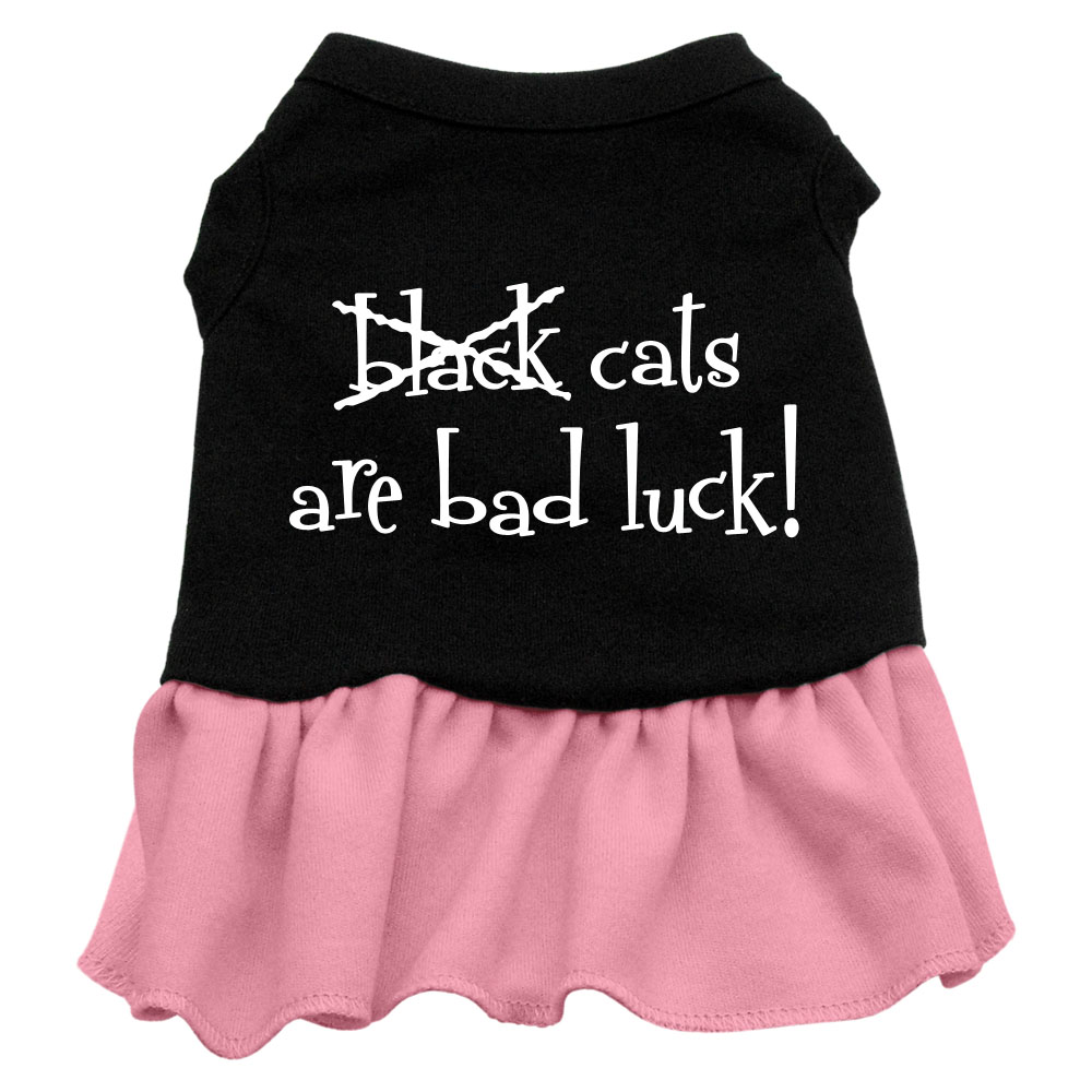 Black Cats are Bad Luck Screen Print Dress Black with Pink Lg (14) - image 1 of 2