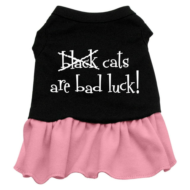 Black Cats are Bad Luck Screen Print Dress Black with Pink Lg (14)