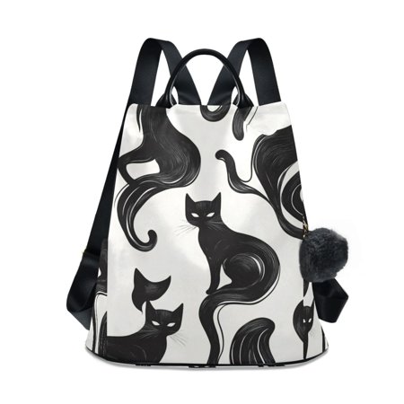 Black Cats in White Travel Laptops Backpack for Women Anti-theft Casual Work Bag Daypack Lightweight Laptop Bag