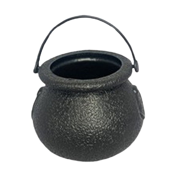 Black Cauldron Bucket,Halloween Candy Bowl,Plastic Black Cauldron with Handle,Mini Plastic Black Cauldron Kettle,Halloween Witch Kettle for Trick Or Treat Party Supplies,2.76x2.09 inch(Black)