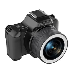 Black Ccd Mini Dslr Camera With Front Rear Dual Lens Rotating Focus Multiple Filters 48Mp Digital Camera For Photography Vlogging Includes Data Cable Hanging Rope Instruction Manual