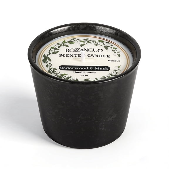 Black Cedarwood and Musk Scented Soy and Coconut Wax Blend Single Wick Jar Candle