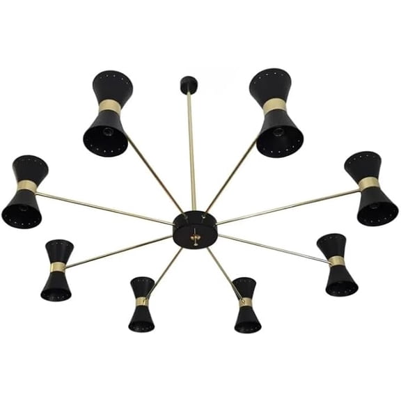 Black Ceiling Light Fixture of 8 Arm Stilnovo style Chandelier for Living room, Bed room, Halway. (Bulb not Included)