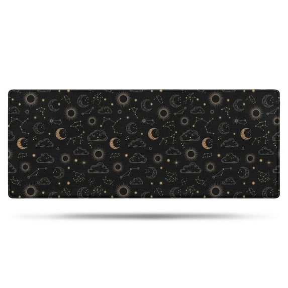 Black Celestial Cloud Pattern Bathroom Rugs Mat,Non Slip Microfiber Bathroom Rug,Rubber Backing,Soft Bathroom Mats for Bathroom Floor,Tub and Shower,60x24in(150x60cm)