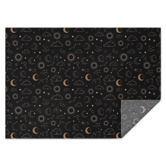 Black Celestial Cloud Pattern Rectangle Tablecloth 60"x84",Waterproof Polyester Rectangle Table Cloth, Wipeable Spillproof Polyester Tablecloth for Dining, Camping, Indoor and Outdoor
