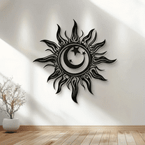 Black Celestial Metal Wall Art, Sun Moon & Stars Decor, Home & Patio, Housewarming Gift