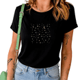 thumbnail image 1 of Black Celestial Moon And Stars Cluster Graphic Print Tshirt Graphic Tees Shirts Boho Cosmic Casual Tops S-5XL, 1 of 5