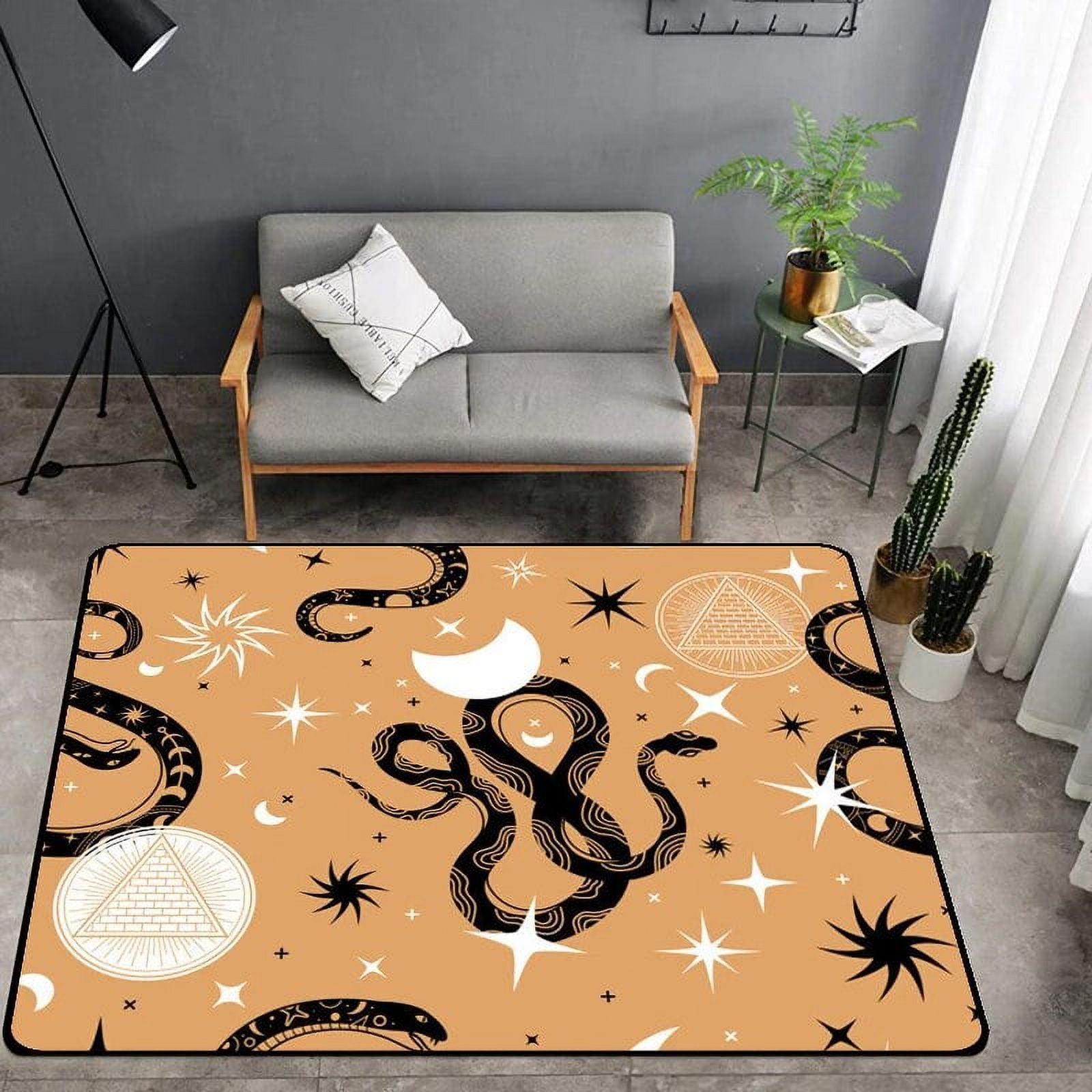 Black Celestial Snakes Carpet Area Rug Witch Gothic Pagan Wiccan Tarot ...