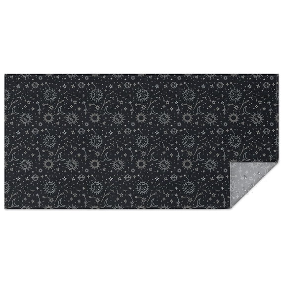 Black Celestial Symbol Pattern Rectangle Tablecloth 60"x120",Waterproof Polyester Rectangle Table Cloth, Wipeable Spillproof Polyester Tablecloth for Dining, Camping, Indoor and Outdoor