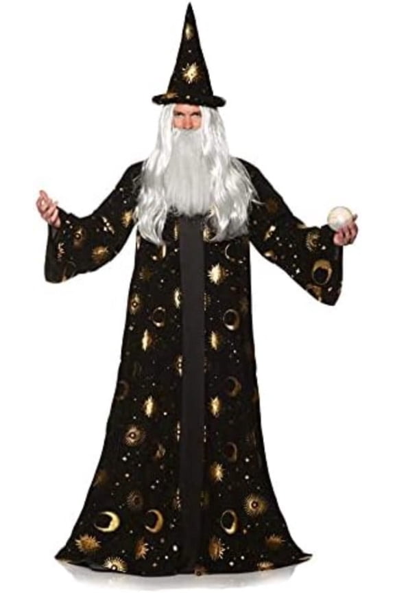 Celestial Wizard Robe Black Classic Adult Costume Size Standard
