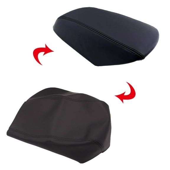 Black Center Console Lid Armrest Leather Cover Fit for 2011-2019 Ford Explorer