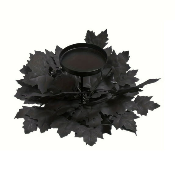 Black Centerpiece Table Decorations, Halloween Gothic Artificial Dry Branch and Leaves Harvest Table Candle Holder for Dinning Table, Fireplace Mantel