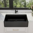 thumbnail image 1 of Black Ceramic 33 in. L Rectangular Single Bowl Farmhouse Apron Kitchen Sink Grid Strainer, 1 of 4