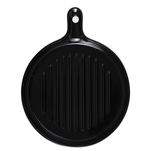 Ceramic Baking Dish, 8.9 Inch Round Baking Pan with Single Handle, Microwave Grill Pan for Oven, Oven Safe Ceramic Tray for Single Serving, Roasting and Grilling, Black
