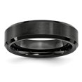 thumbnail image 1 of Black Ceramic Beveled Edge 6mm Brushed and Polished Band Size: 12; for Adults and Teens; for Women and Men, 1 of 6