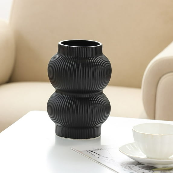 Home Décor Collection Sterling & Noble Home Black Ceramic Bubble Design 7.09" Tabletop Vase