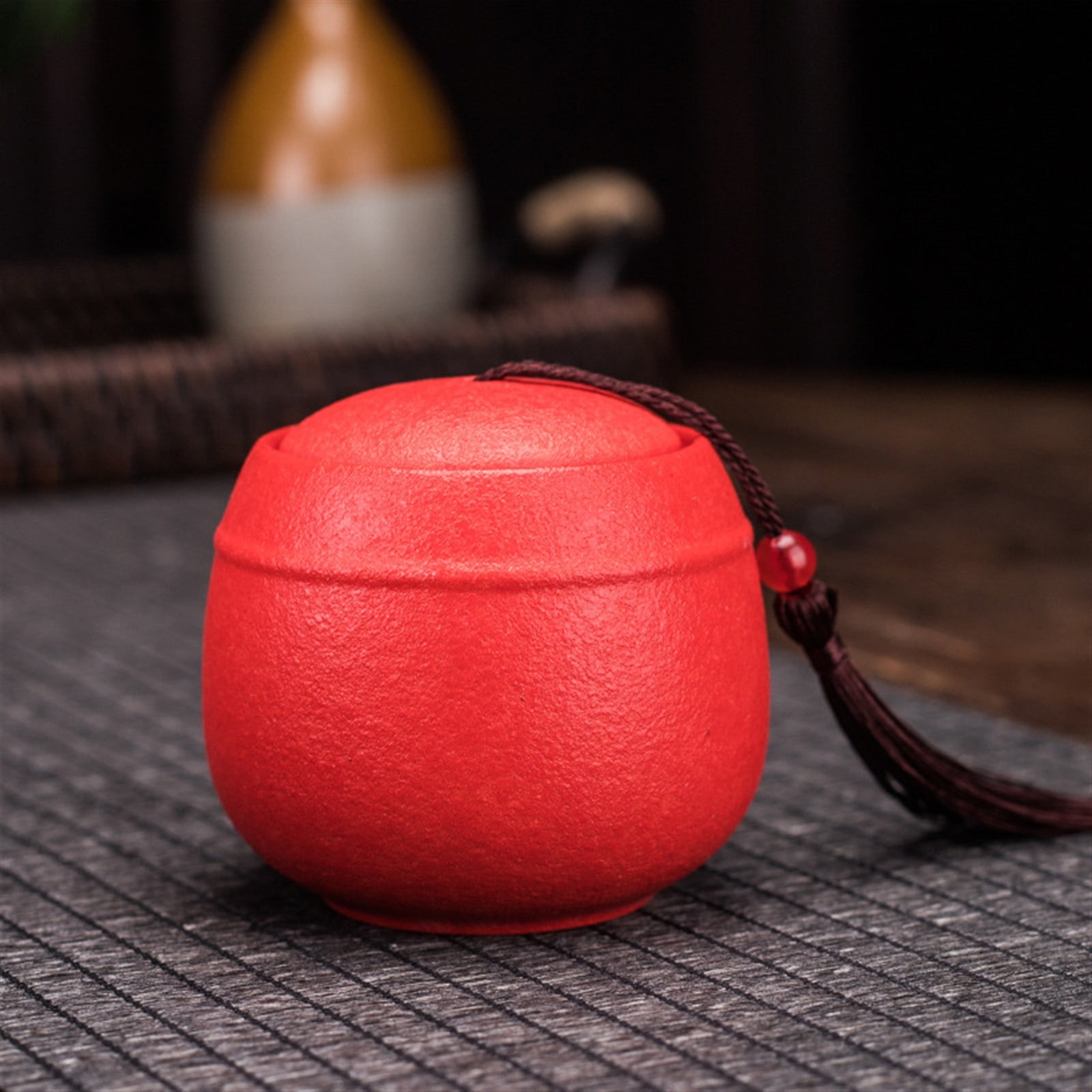 Black Ceramic Casket Coarse Memorial Container Tight Seal Urn Shelter Tomb Ashes Preserving Jar