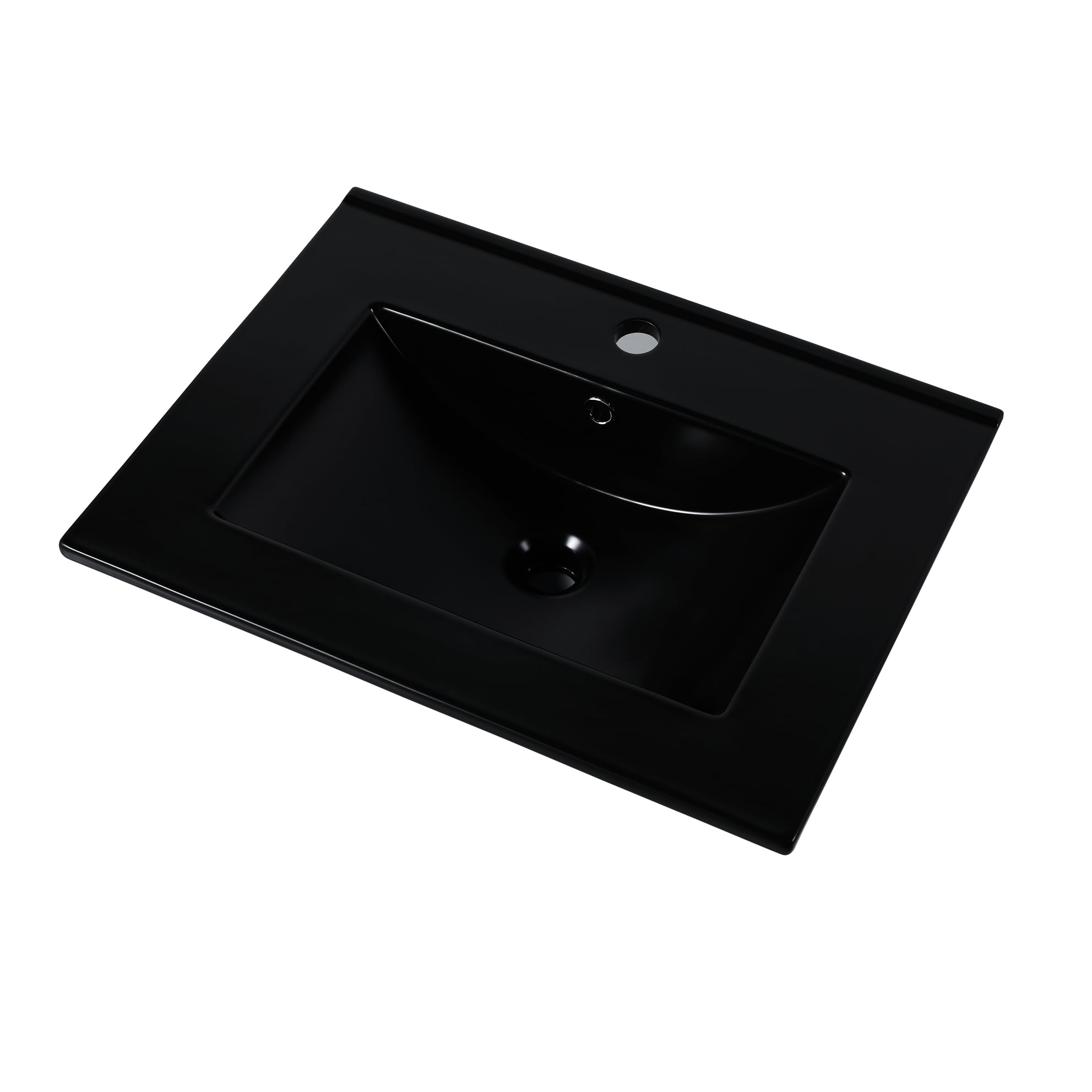 Black Ceramic Countertop Basin 24" Sink, 4.72" Depth, 0.81" Thickness, Simple Setup Top Sink 24", Countertop, Efficient Function