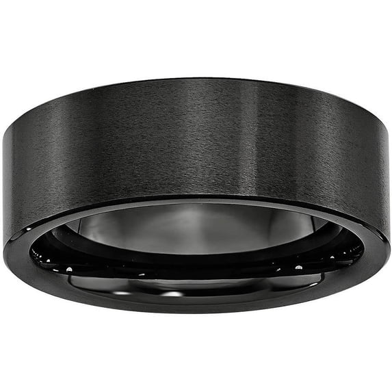 Black Ceramic Flat 8mm Brushed Band