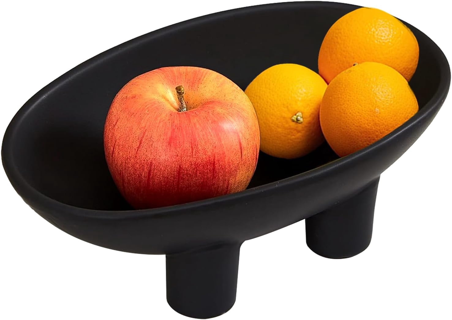 Black Ceramic Fruit Bowl For Kitchen Counter Three Legs Decorative black-ceramic-fruit-bowl-for-kitchen-counter-three-legs-decorative