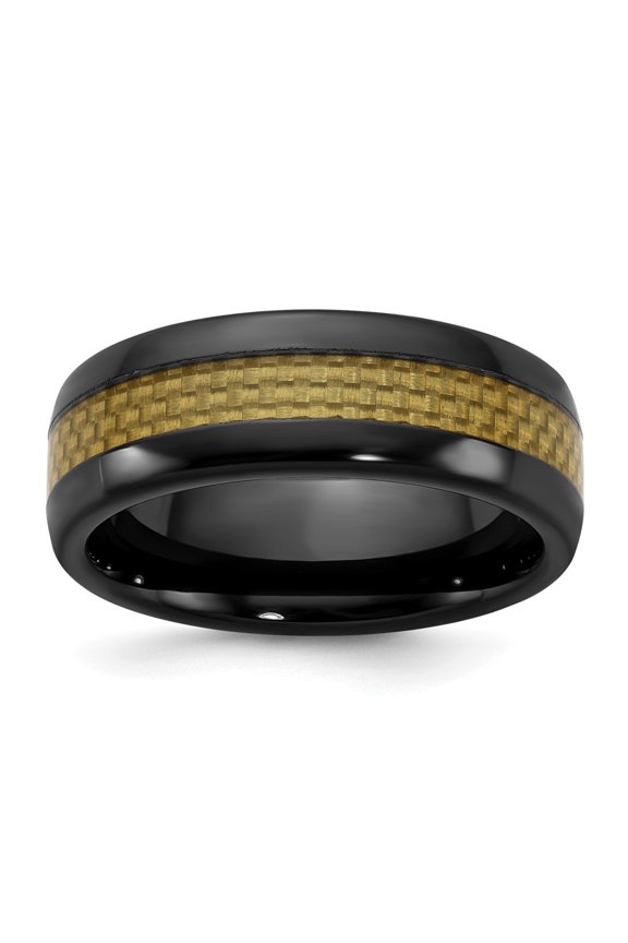 Black Ceramic Men's Carbon Fiber Inlay Band