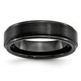 thumbnail image 1 of Black Ceramic Ridged Edge 6mm Brushed and Polished Band Ring - Size 11.5, 1 of 2