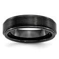 thumbnail image 1 of Black Ceramic Ridged Edge 6mm Brushed and Polished Band Size: 6; for Adults and Teens; for Women and Men, 1 of 6