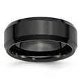 thumbnail image 1 of Black Ceramic Ring Band Wedding Beveled Comfort 8mm Edge Brushed and Polished, 1 of 6