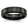 thumbnail image 1 of Black Ceramic Ring Band Wedding Beveled Standard Faceted, 1 of 6