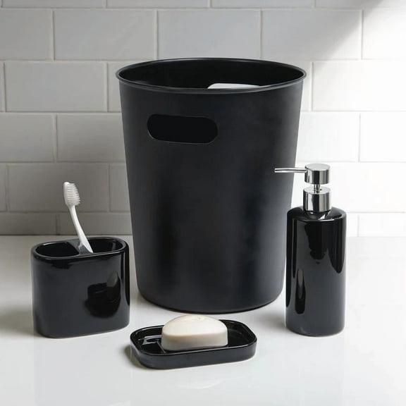 Black Ceramic Soap Dish Basic For Bathroom Countertop Practical Soap Bar Holder