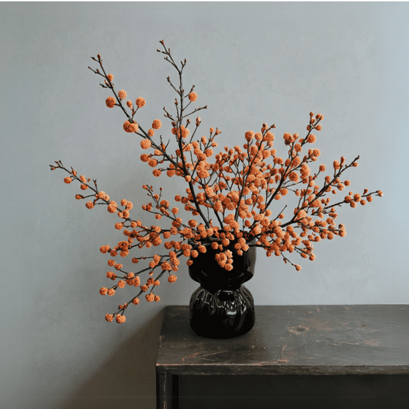 Black Ceramic Vase Decor ｜ 5'' in Morden Ceramic Flower Vase for Home Decor Gift｜Table Decoration Centerpieces for Living & Dining Room