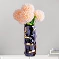 thumbnail image 1 of Black Ceramic Vase, Fresh Flower Vase, Golden Highlights, Abstract Design, 1 of 6