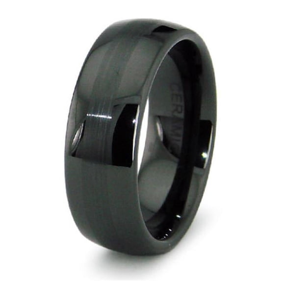 Black Ceramic Wedding Band - Size 10
