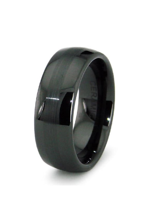 Black Ceramic Wedding Band - Size 10