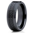 thumbnail image 1 of Black Ceramic Wedding Ring Carbon Fiber Ceramic Band 8mm Ceramic Ring Light Modern CF Men Women Comfort Fit, 1 of 2