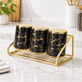 Black Ceramic-patterned Metal Canister Set For Kitchen Countertop, 3 ...