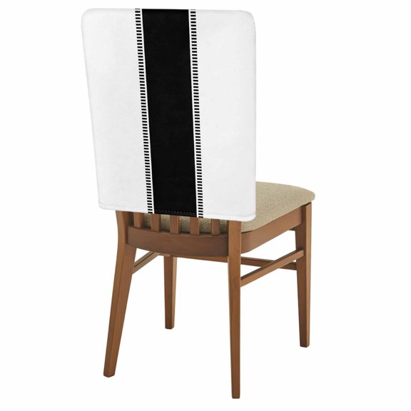 Black Chair Back Covers Pack of 1, Stripes Solid Color Removable Dining Seat Cover Washable Kitchen Chair Slipcovers Protective for Party Festival Decoration 19x20in