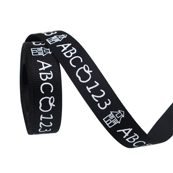 Black Chalkboard ABC Ribbon, Chalkboard Gift Trim, Black Classroom Bow for DIY Decor