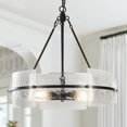 Black Chandelier, 22" Farmhouse Glass Chandelier, Hanging Ceiling Light