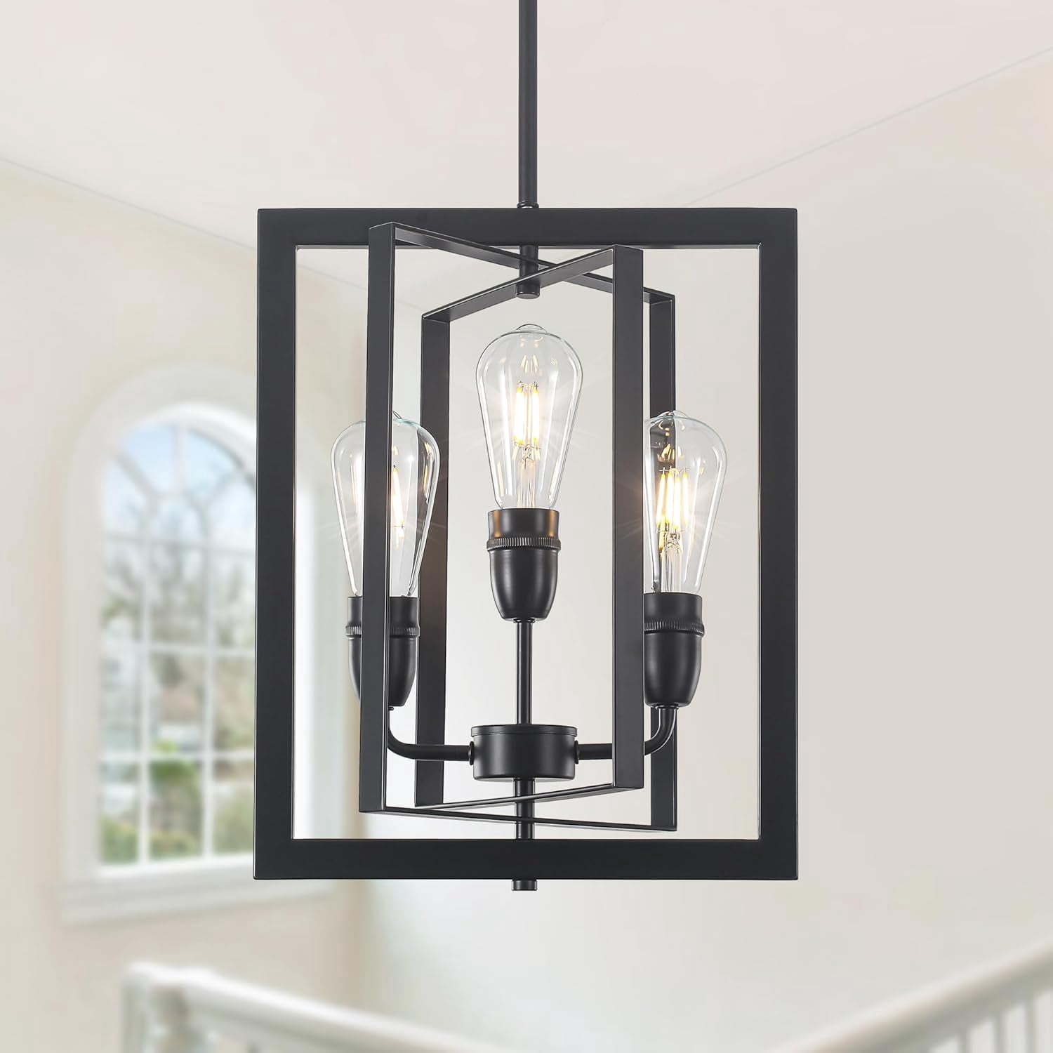 Black Chandelier 3-Light for Entryway, Modern Farmhouse Chandelier for ...