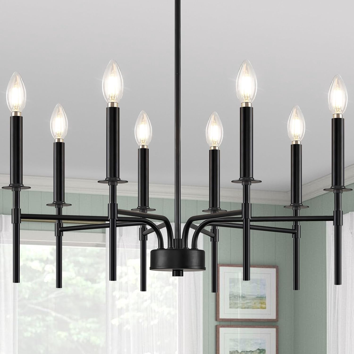 Black Chandelier Light Fixture,Modern Chandelier for Dining Room Light ...