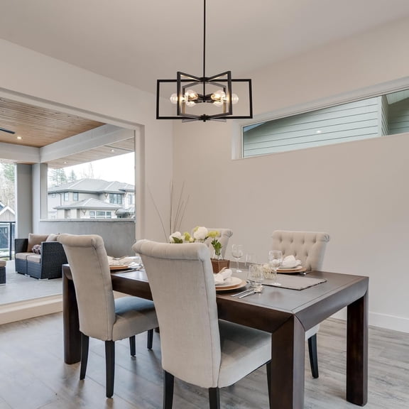 Black Chandeliers Farmhouse Dining Room Light Fixtures Over Table 6 Light Metal Hanging Pendant Lights for Entryway Foyer Kitchen Island Bedroom