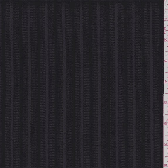 Black/Charcoal Satin Stripe Cotton Suiting, Fabric Sold By the Yard